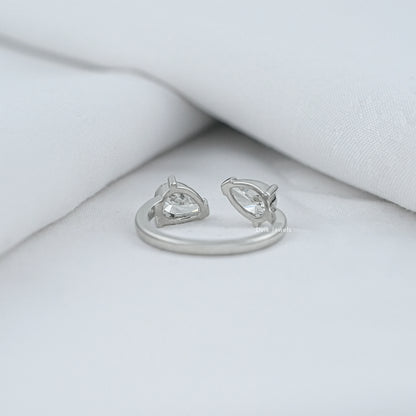 Two Pear Cut Lab Diamond Bypass Ring Ring
