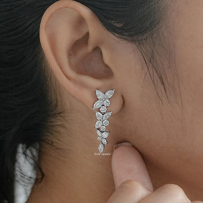 Dvik Jewels marquise cut cluster floral drop earrings for women in jewelry box