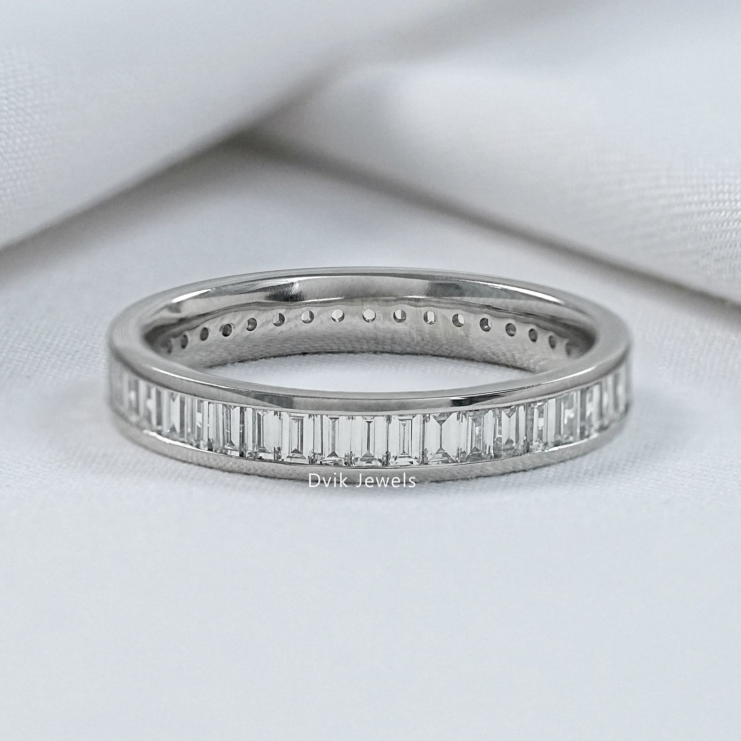 Channel Set Baguette Cut Lab Diamond Wedding Band Band
