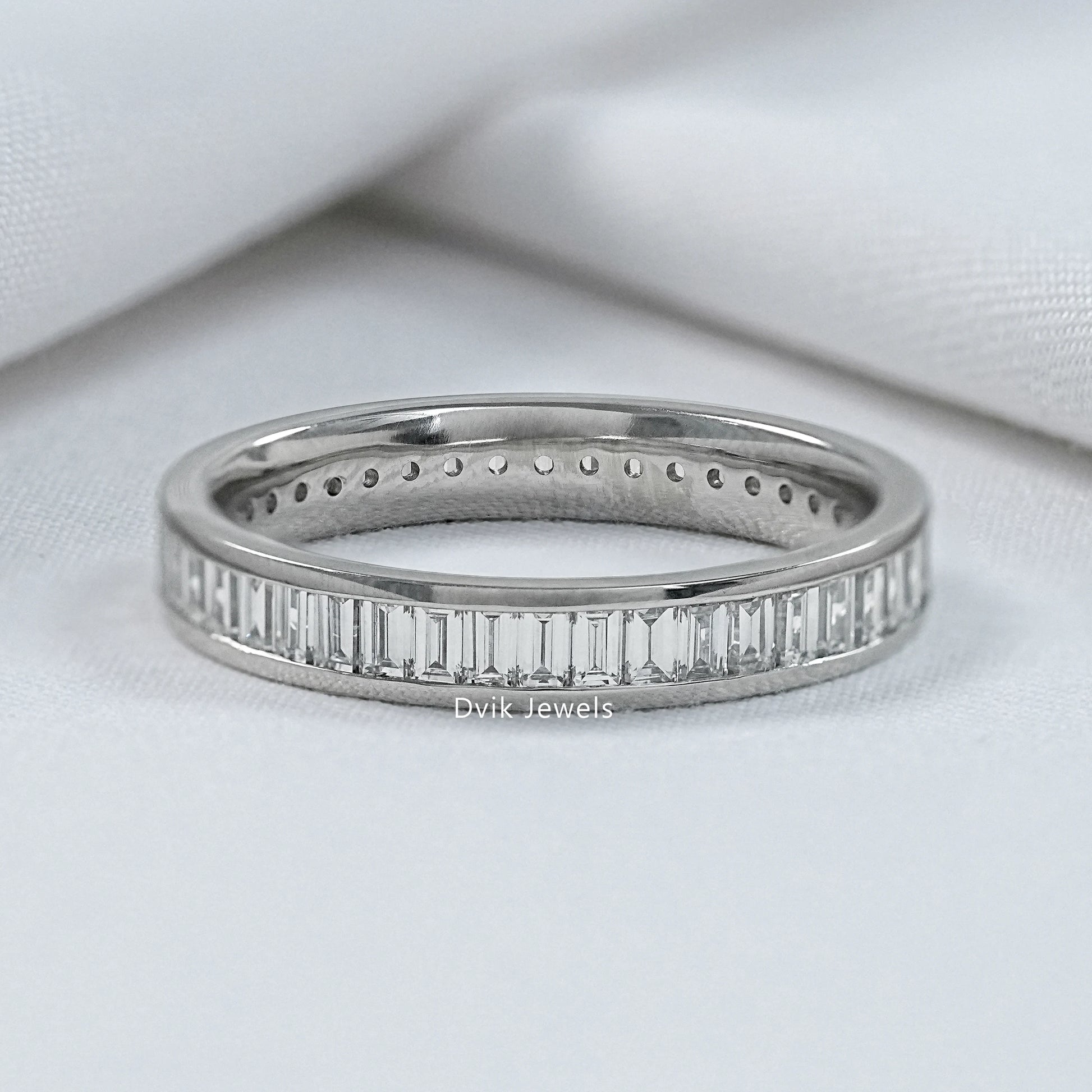Channel Set Baguette Cut Lab Diamond Wedding Band Band