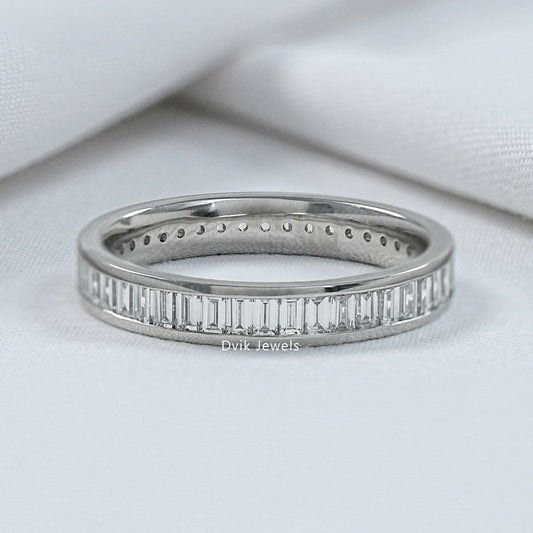 Channel Set Baguette Cut Lab Diamond Wedding Band