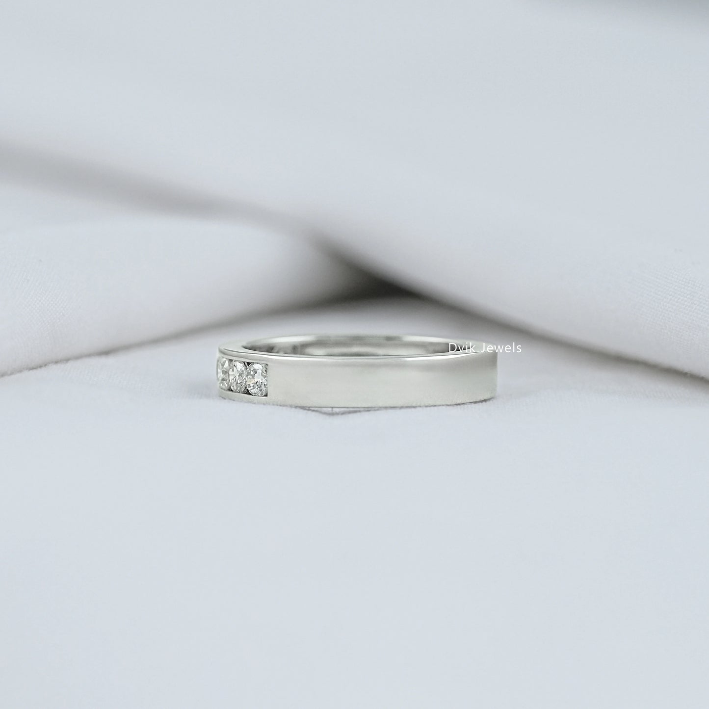 Seven Stone Round Diamond Channel Set Men's Band