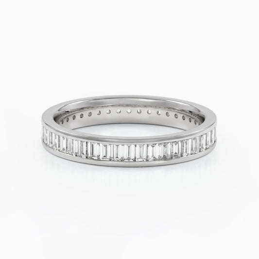 Channel Set Baguette Cut Lab Diamond Wedding Band Band