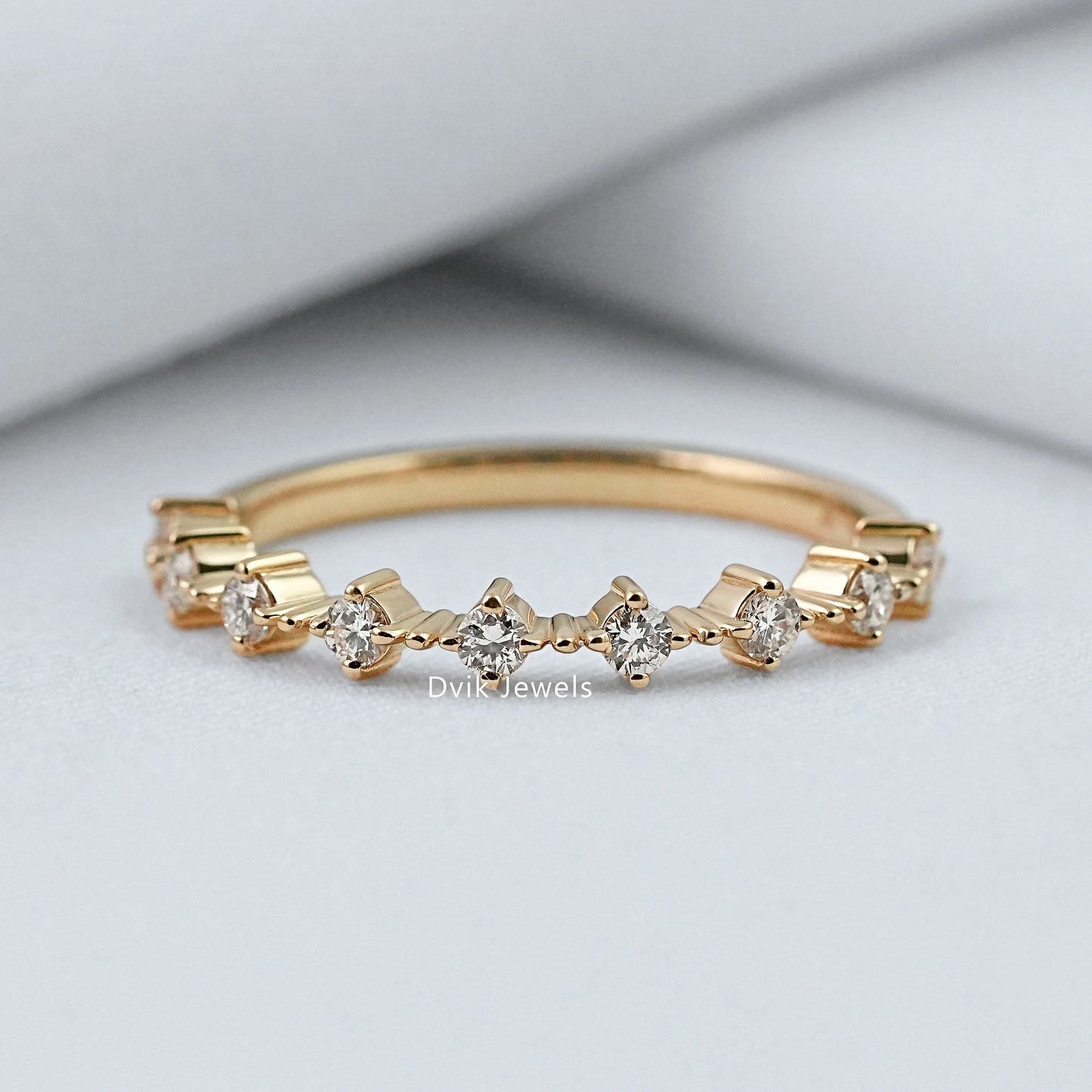 Round Cut Lab Diamond Half Eternity Band