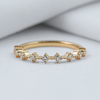 Round Cut Lab Diamond Half Eternity Band