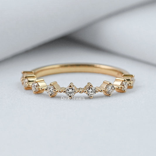 Round Cut Lab Diamond Half Eternity Band