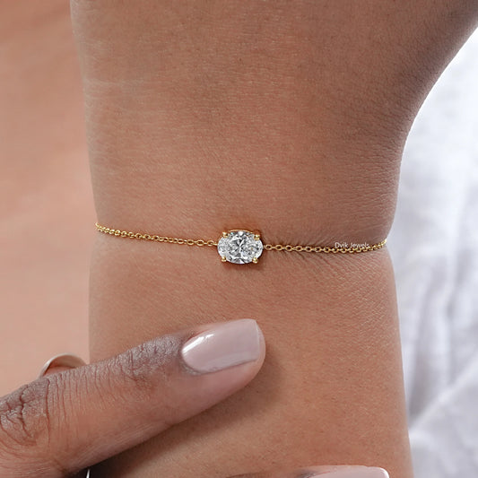 Oval Cut Lab Grown Diamond Solitaire Bracelet