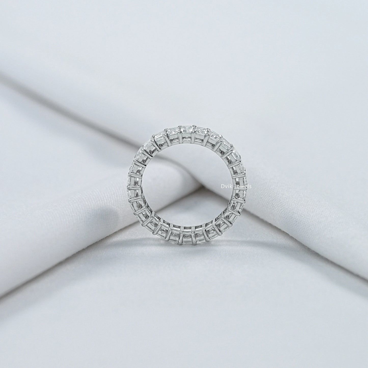 Stunning Emerald Cut Diamond Full Eternity Band