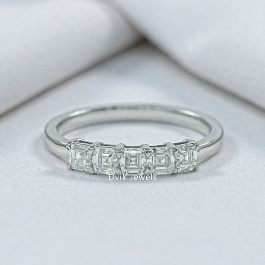 Five Stone Asscher Cut Lab Diamond Ring