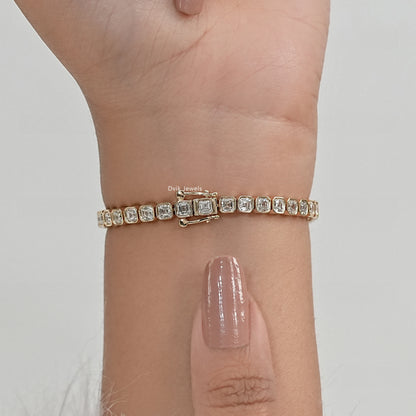 Asscher Cut Lab Diamond Bezel Set Tennis Bracelet Bracelet