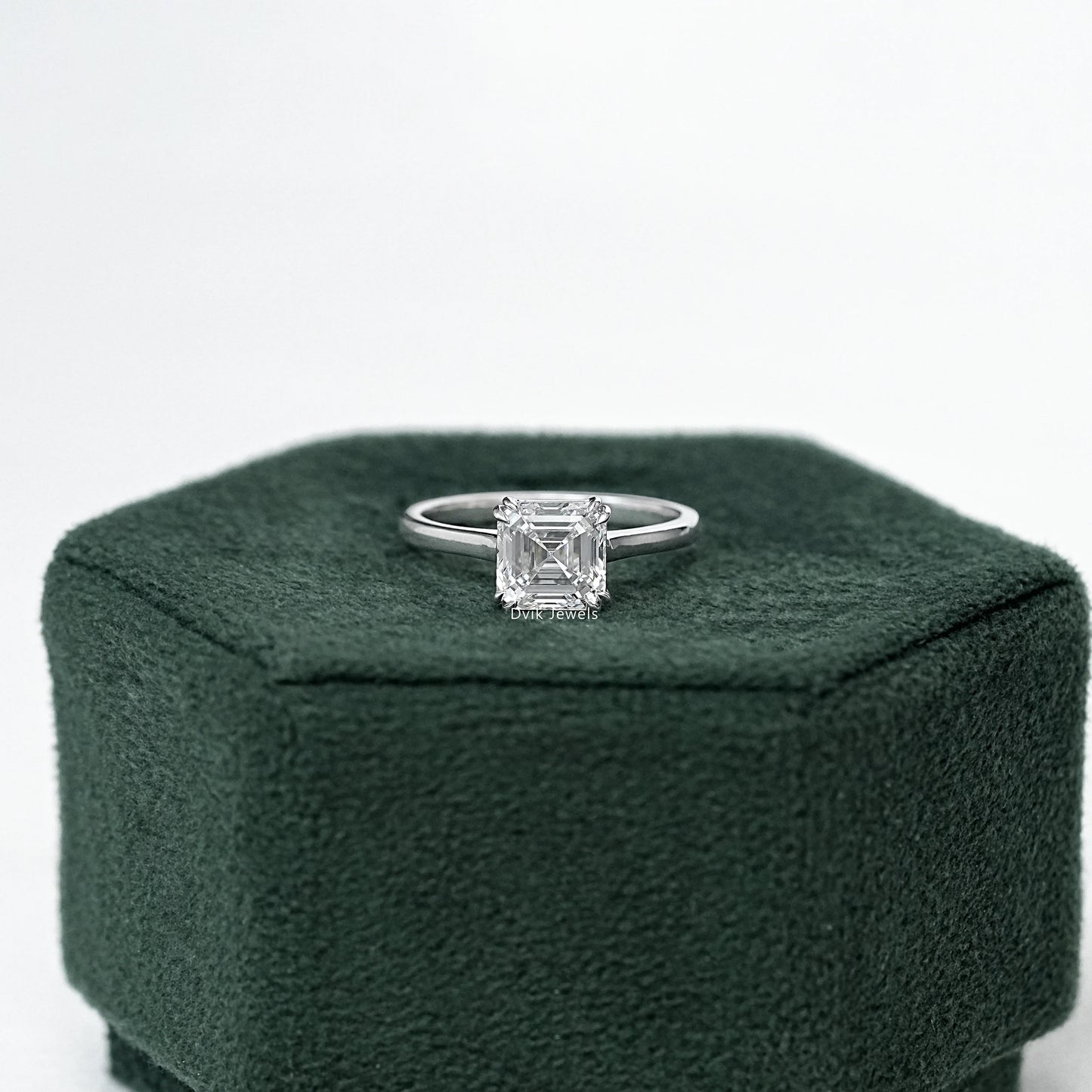 Lab Grown Square Emerald Cut Solitaire Ring