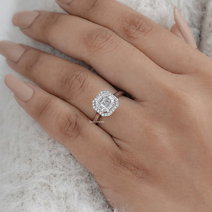 Asscher Cut Halo Diamond Engagement Ring