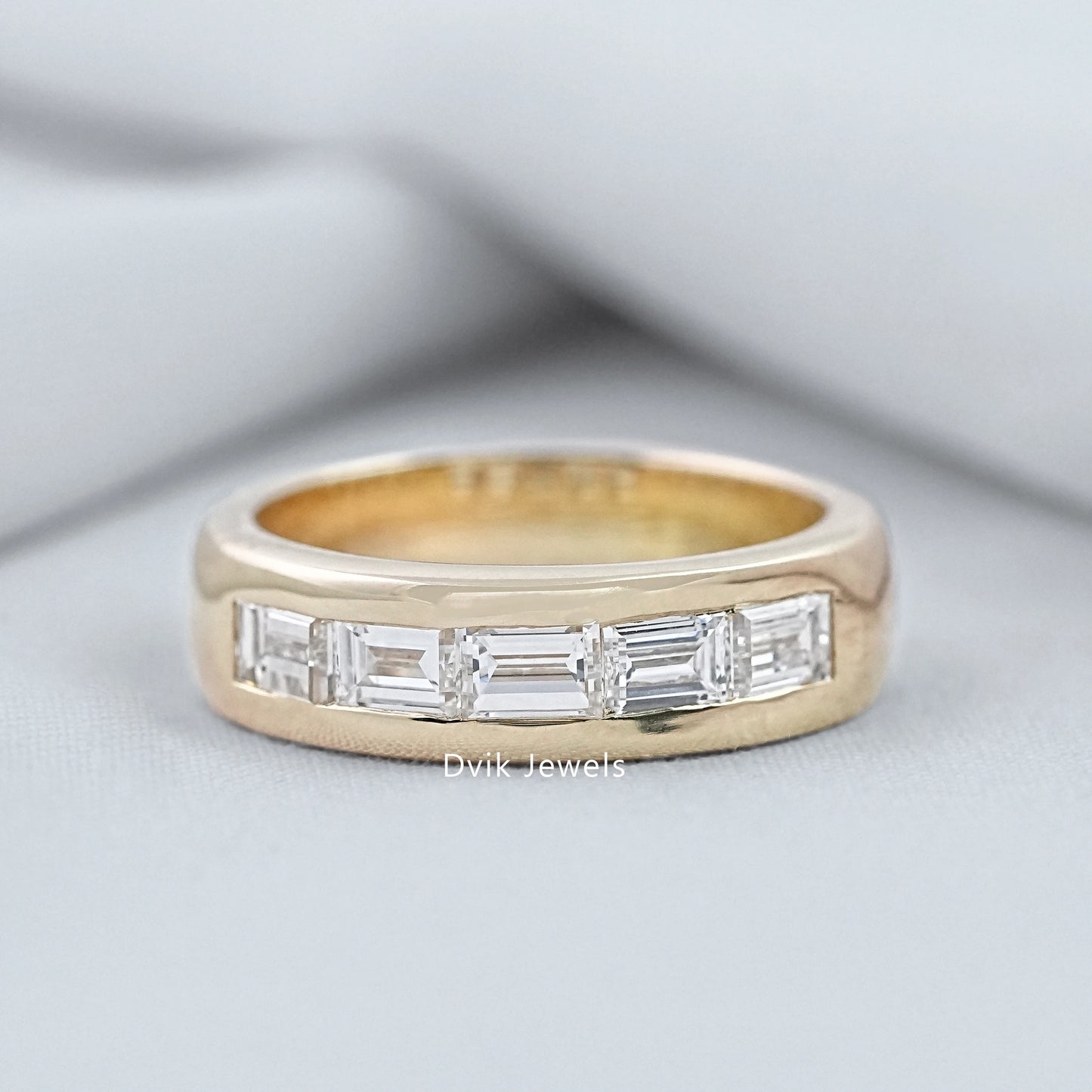 Baguette Cut Lab Diamond Channel Set Wedding Band