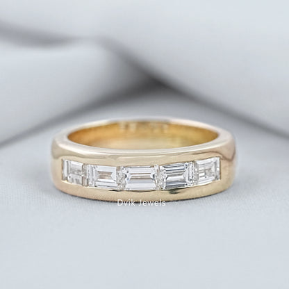 Baguette Cut Lab Diamond Channel Set Wedding Band