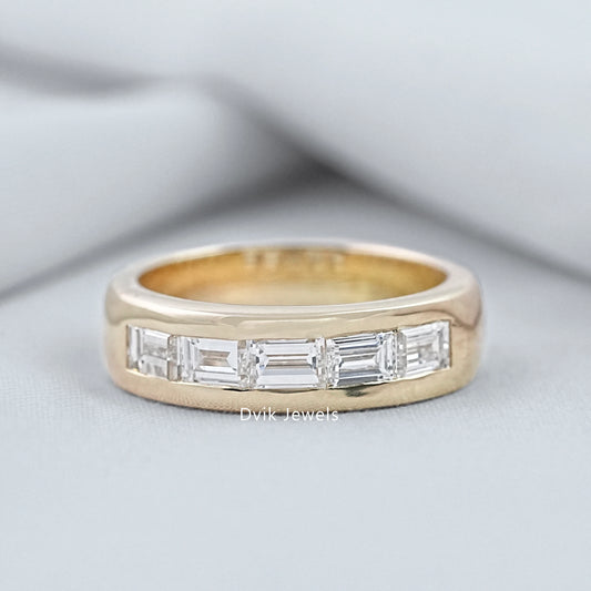Baguette Cut Lab Diamond Channel Set Wedding Band
