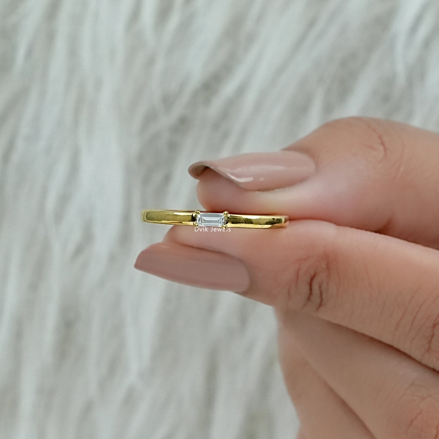 Minimal Baguette Cut Lab Diamond Solitaire Ring