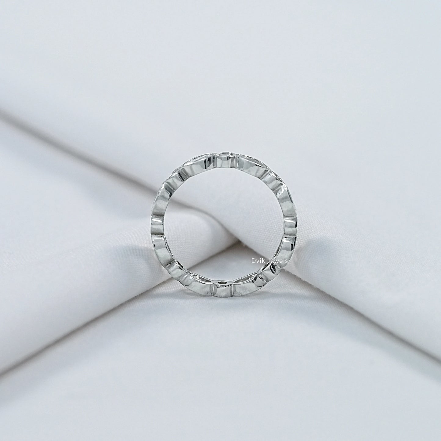 Marquise And Round Cut Lab Diamond Full Eternity Band