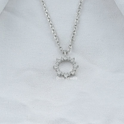 Floral Style Round Diamond Dainty Pendant Pendant