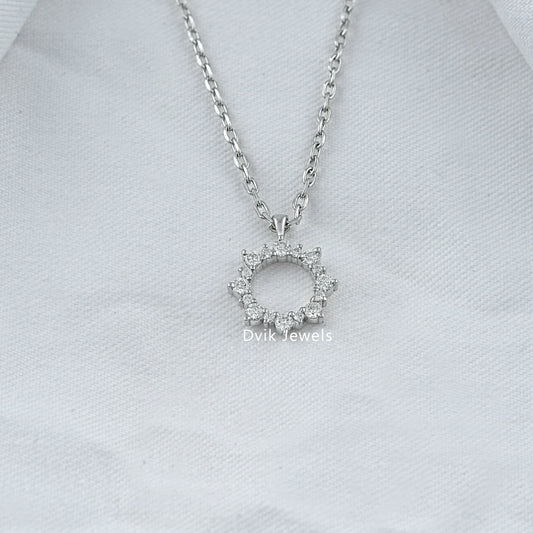 Floral Style Round Diamond Dainty Pendant