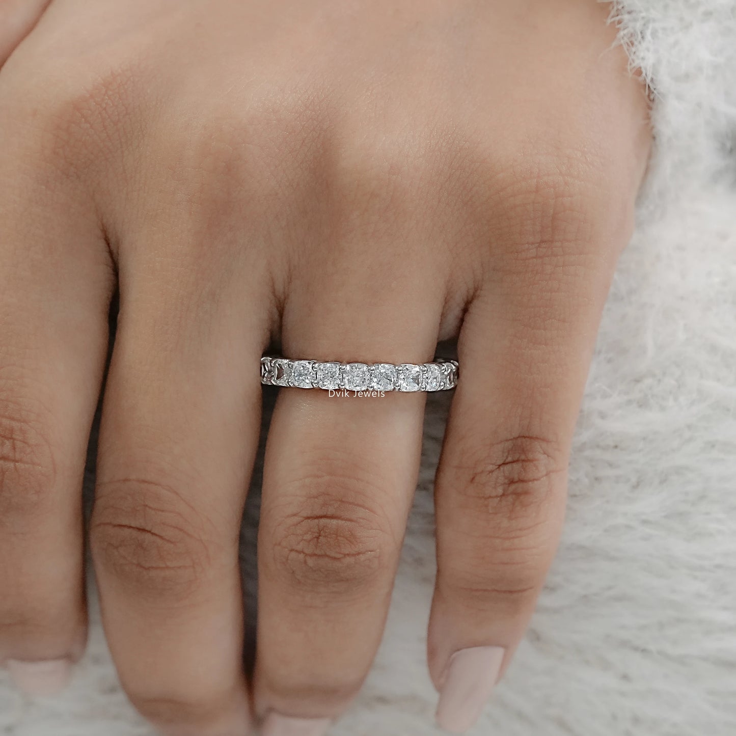 Cushion Cut Lab Diamond Full Eternity Band