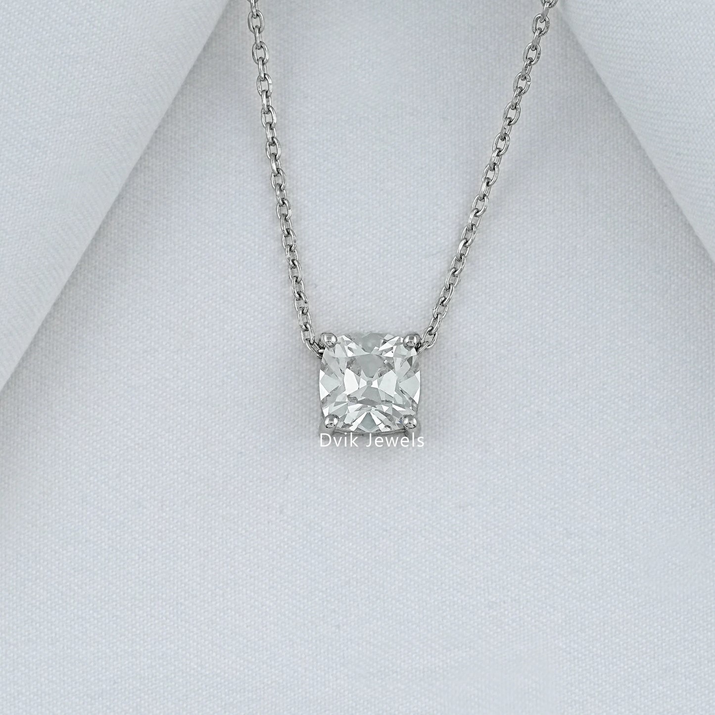 Square Old Mine Cushion Cut Lab Diamond Solitaire Pendant Pendant