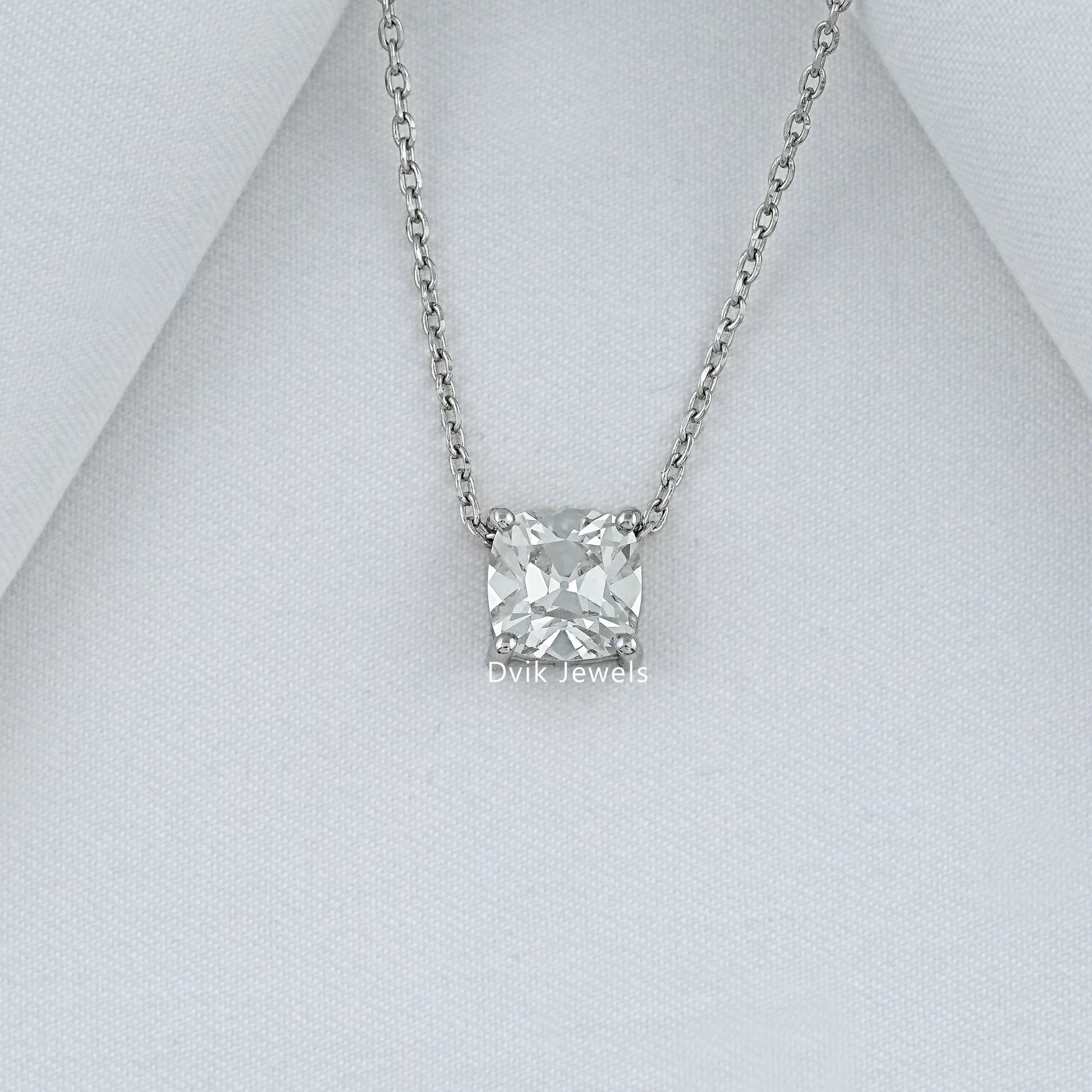 Square Old Mine Cushion Cut Lab Diamond Solitaire Pendant Pendant