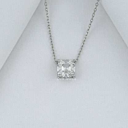 Square Old Mine Cushion Cut Lab Diamond Solitaire Pendant Pendant