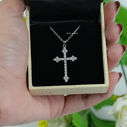 Pavé Lab Diamond Cross Pendant Necklace Pendant