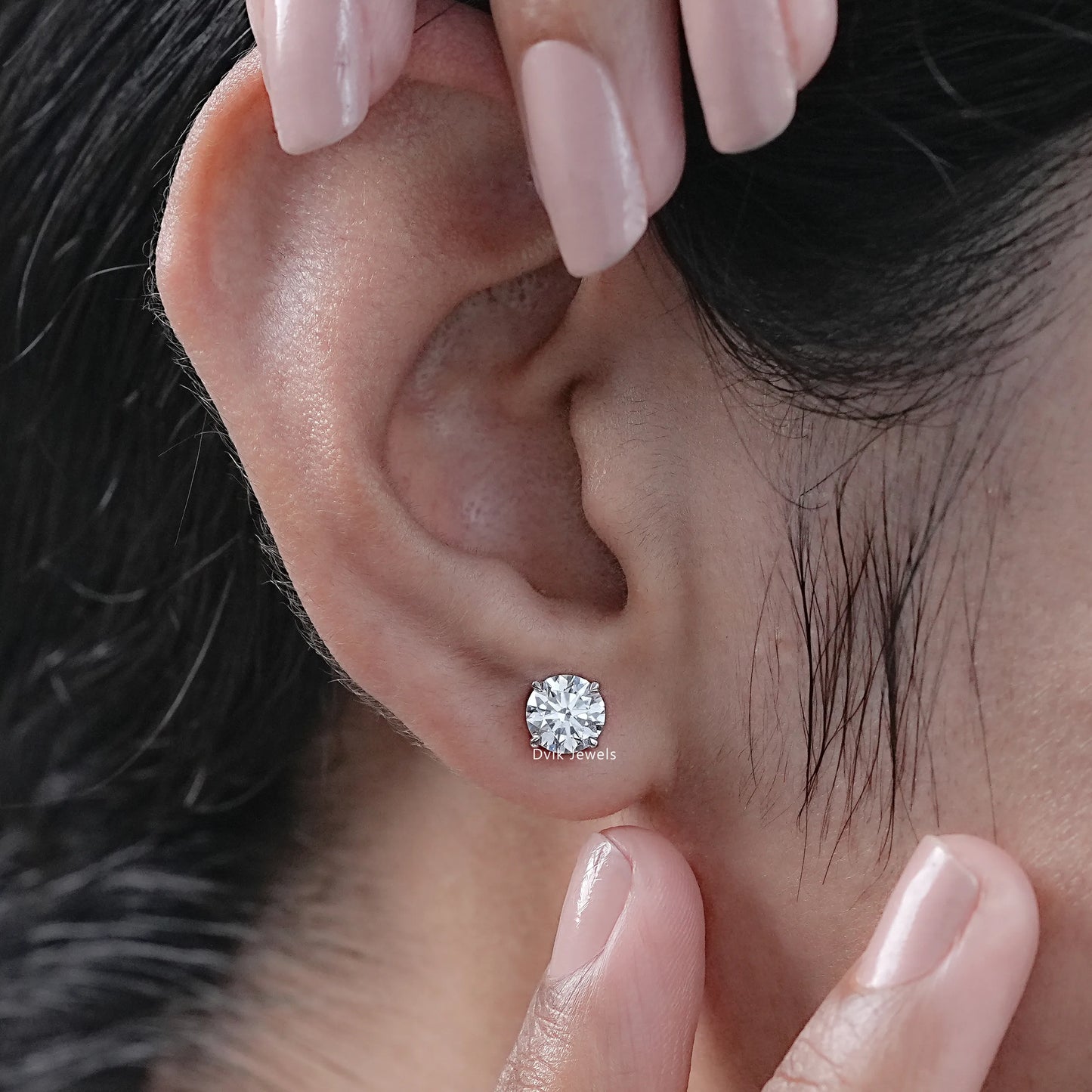 1.00 TCW & 2.00 TCW Round Lab Grown Diamond Stud Earrings