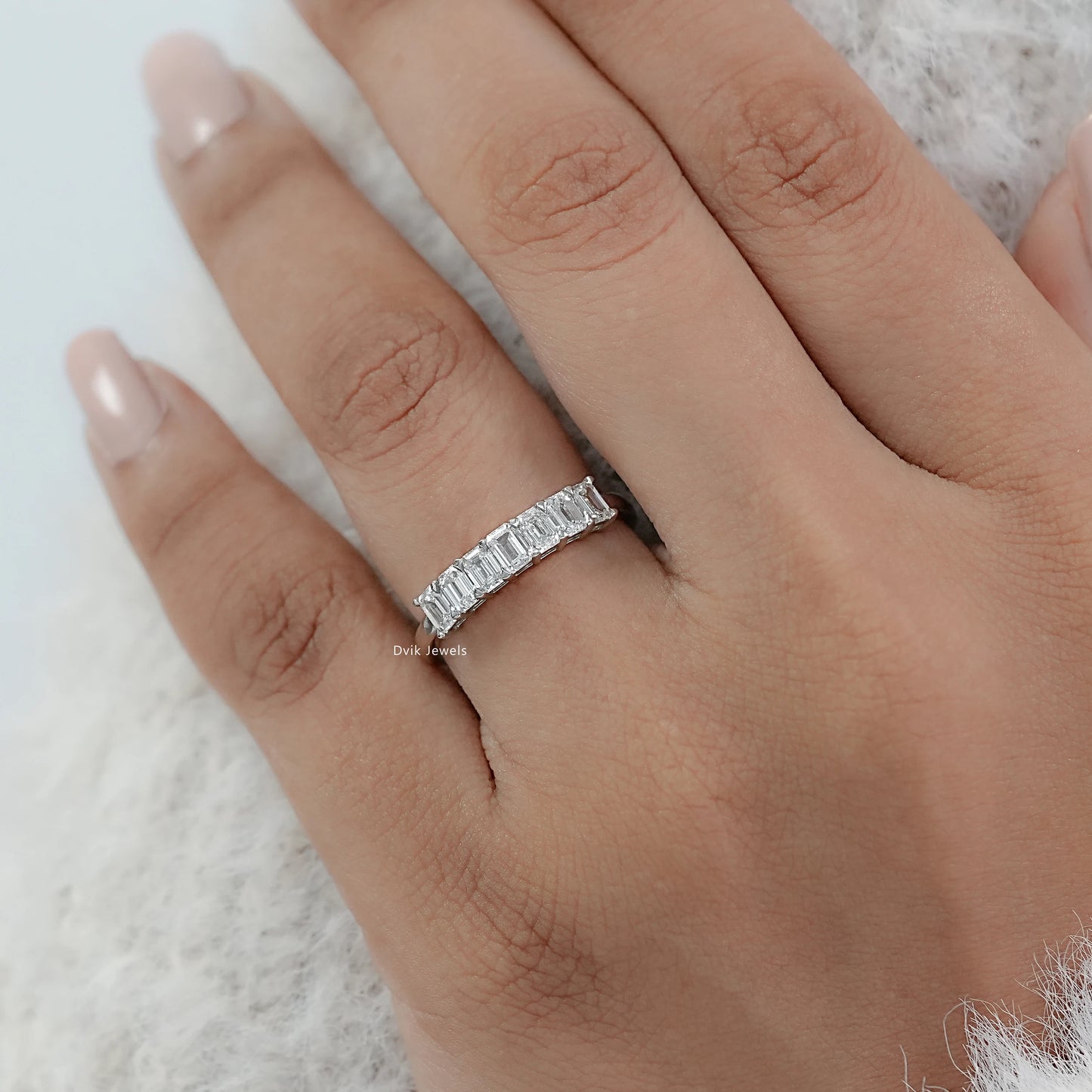 Emerald Cut Seven-Stone Lab Diamond Ring