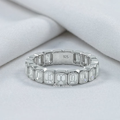 Emerald Cut Diamond Bezel Set Eternity Band