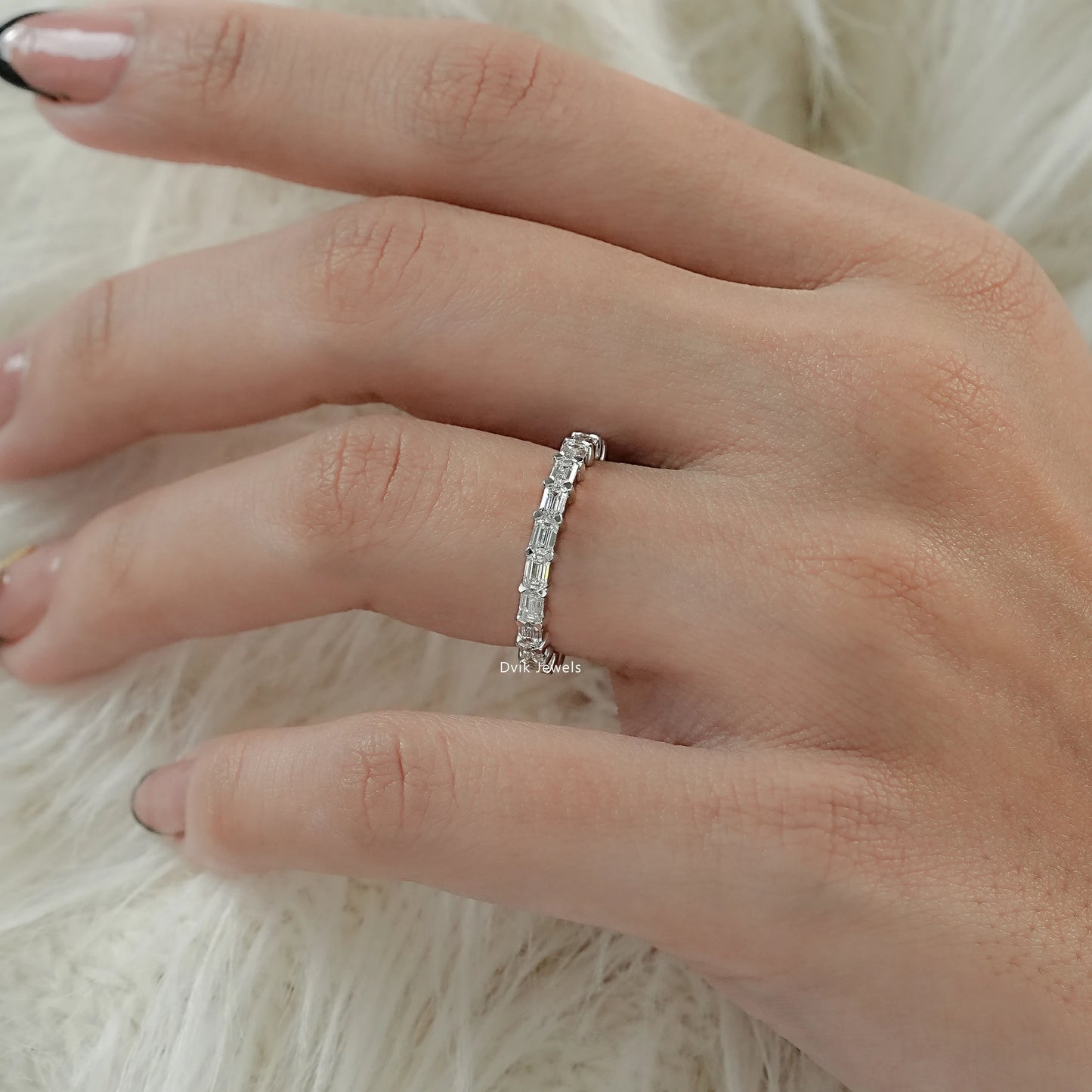 Emerald Cut Lab Diamond Full Eternity Band