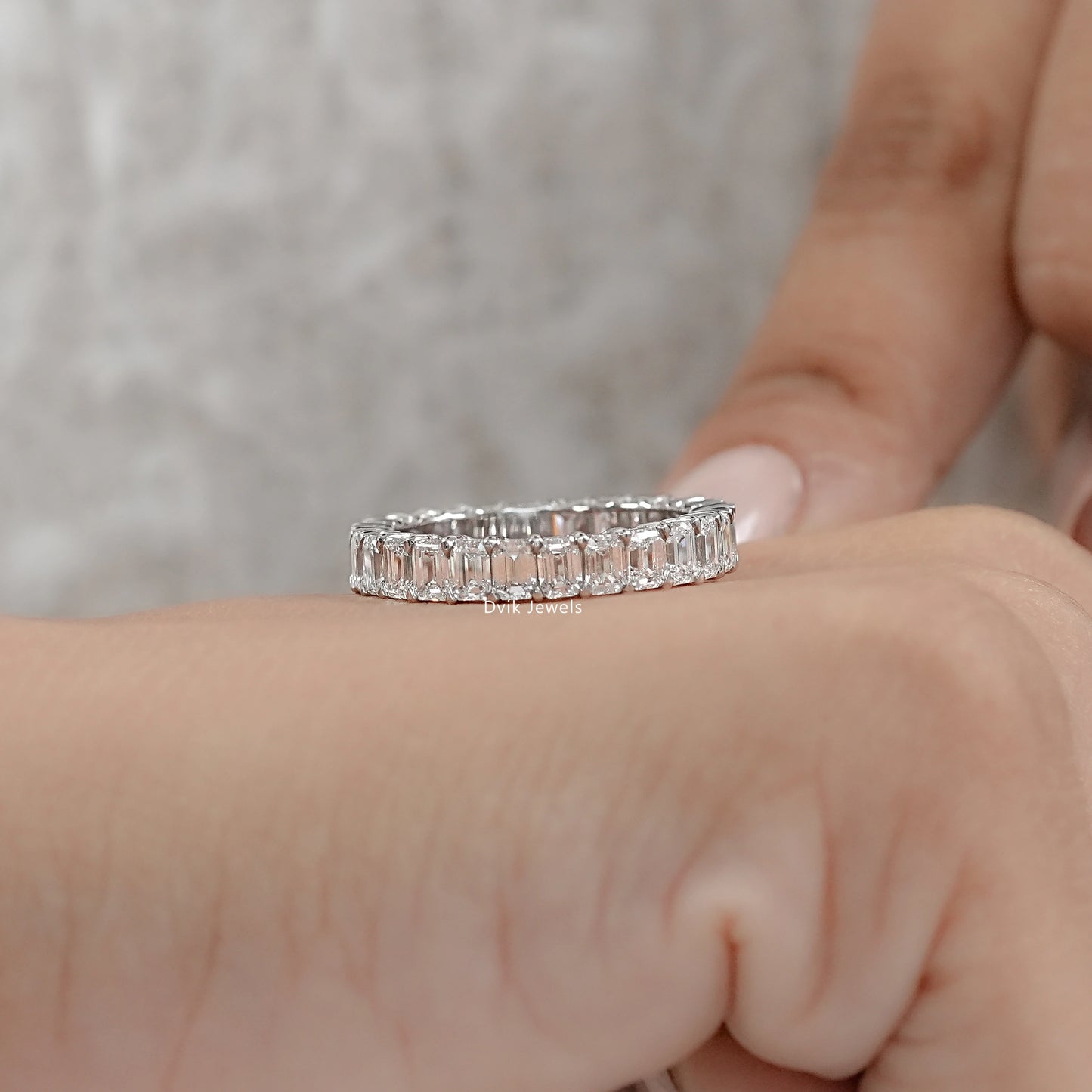 Stunning Emerald Cut Diamond Full Eternity Band