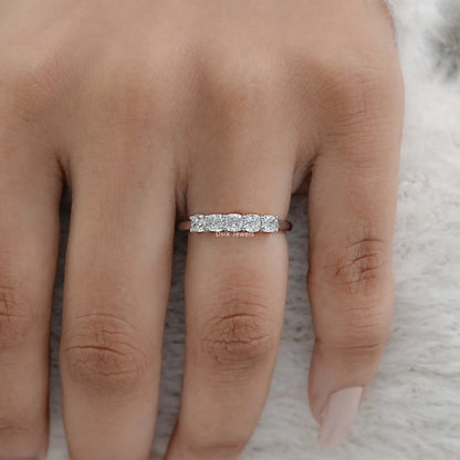Cushion Cut Five Stone Lab Diamond Ring