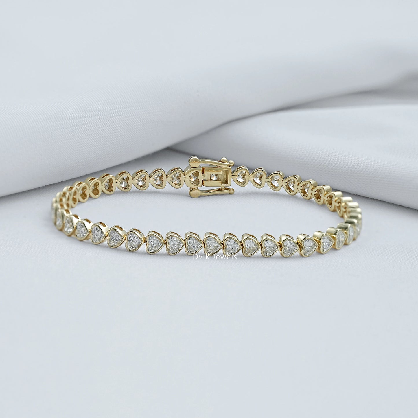 Bezel Set Heart Cut Lab Diamond Tennis Bracelet Bracelet