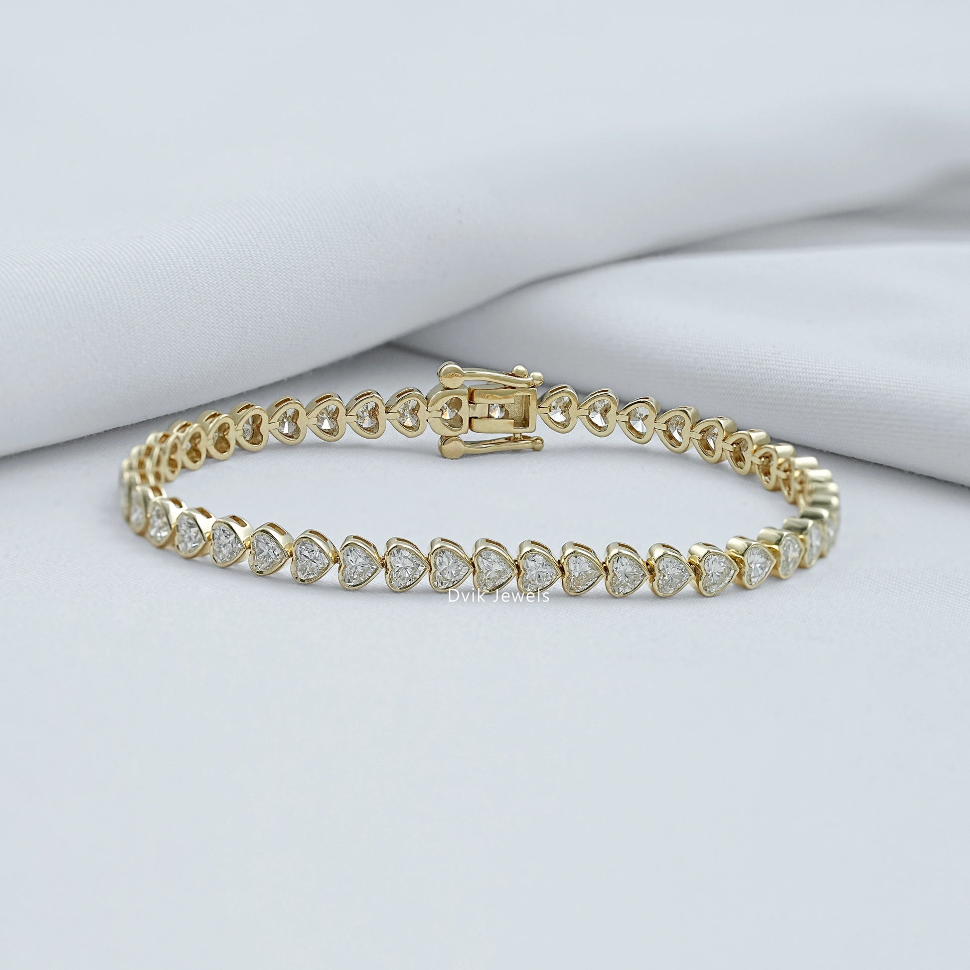 Bezel Set Heart Cut Lab Diamond Tennis Bracelet Bracelet