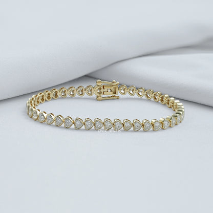 Bezel Set Heart Cut Lab Diamond Tennis Bracelet Bracelet