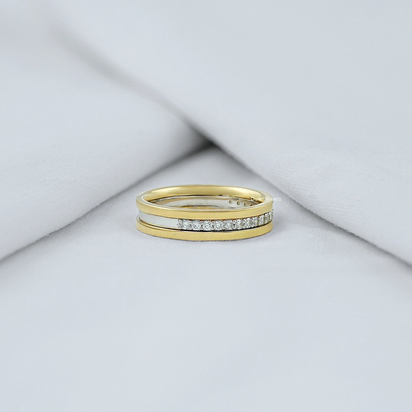 Round Cut Lab Grown Diamond Two Tone Men's Band Band