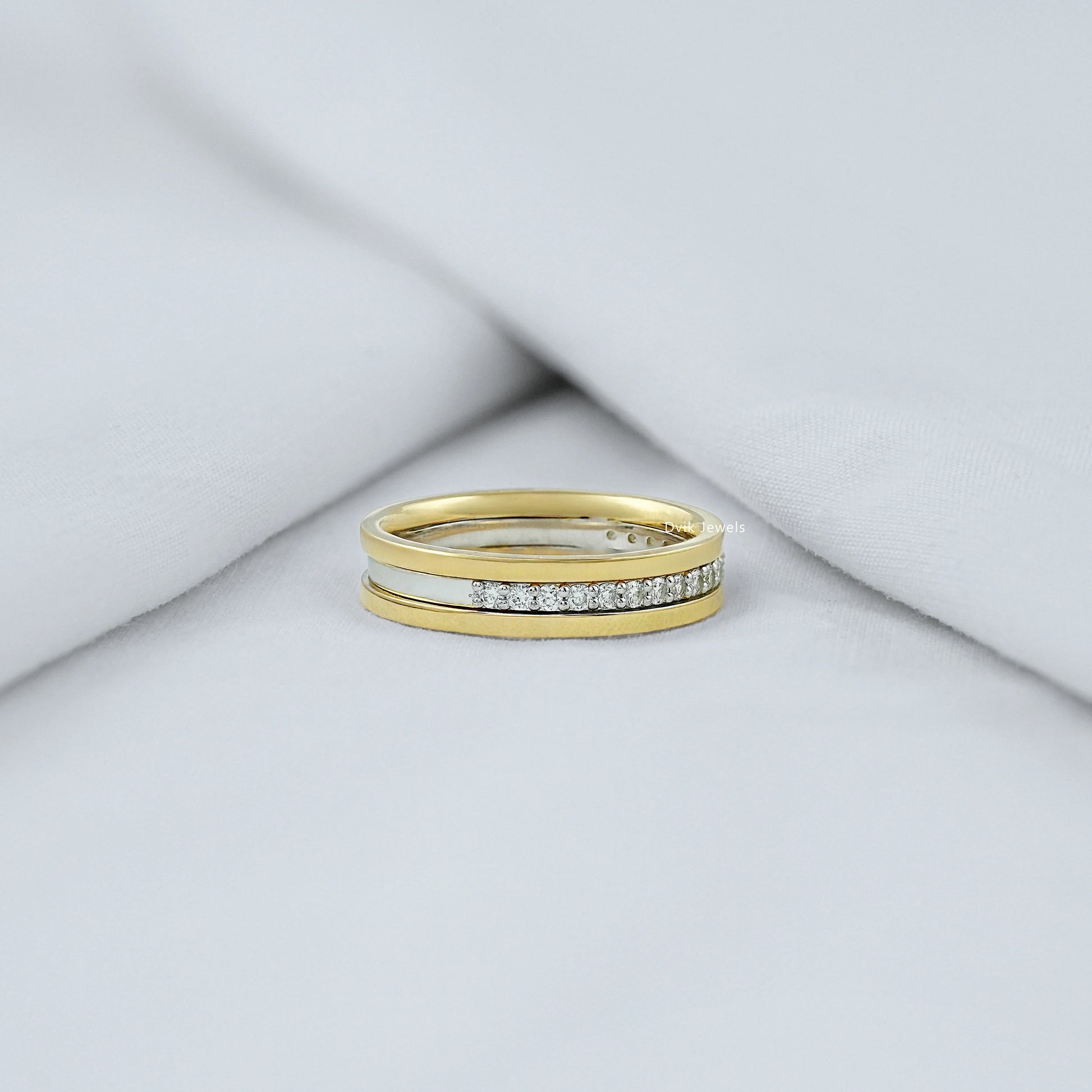 Round Cut Lab Grown Diamond Two Tone Men's Band Band
