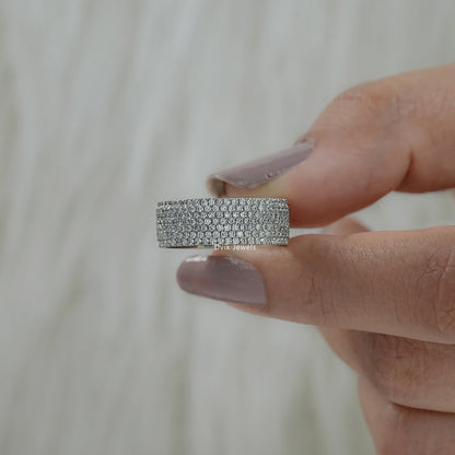 Multi Row Pavé Lab Diamond Wide Band