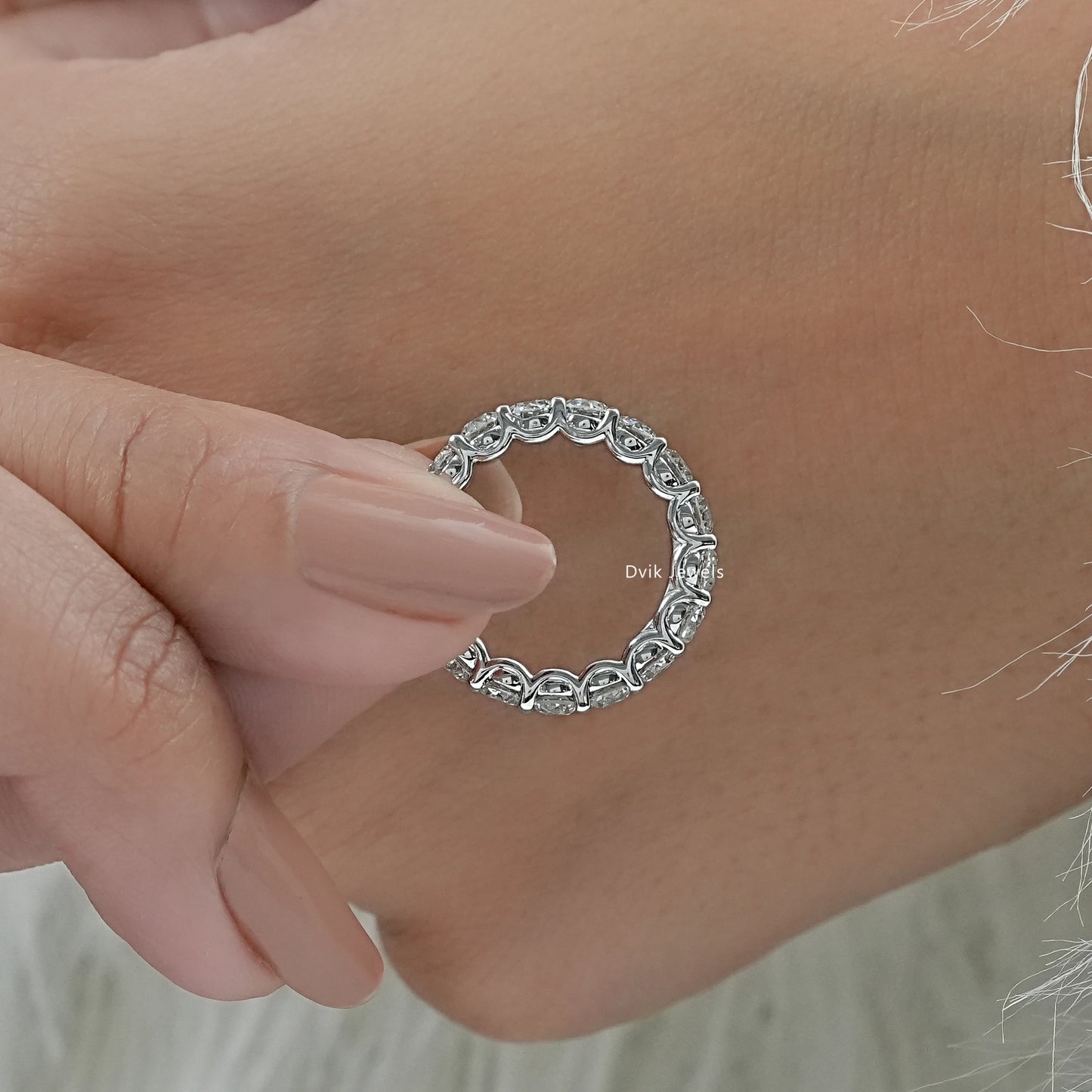OEC Round Cut Lab Diamond Full Eternity Wedding Band Band