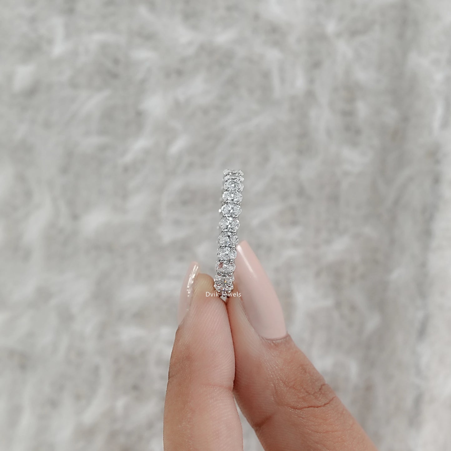 Oval Lab Diamond Eternity Wedding Band