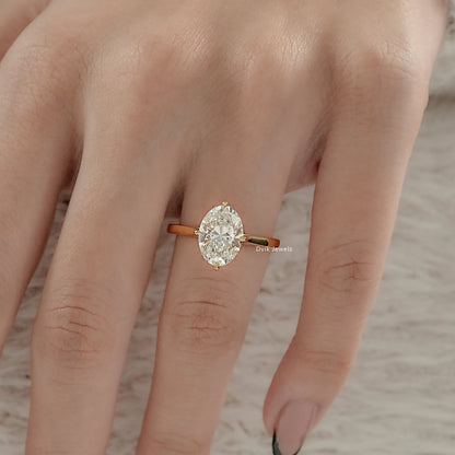 Oval Cut Hidden Halo Lab Diamond Engagement Ring
