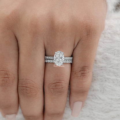 Oval Cut Lab Diamond Bridal Ring Set