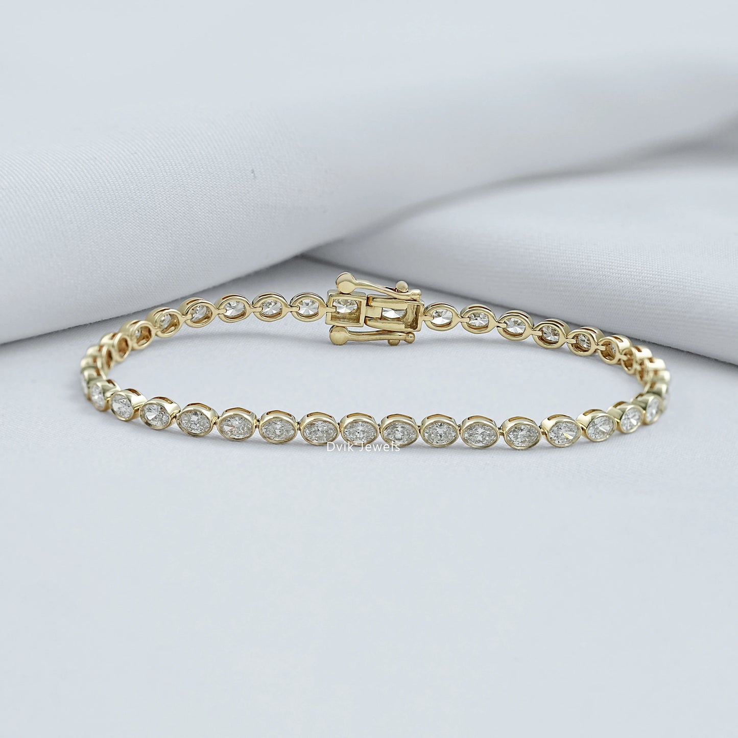 Oval Cut Diamond  Bezel Set Tennis Bracelet