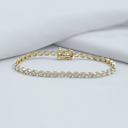 Oval Cut Diamond Bezel Set Tennis Bracelet Bracelet