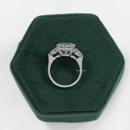 Double prong oval engagement ring oval diamond ring with side stones side view