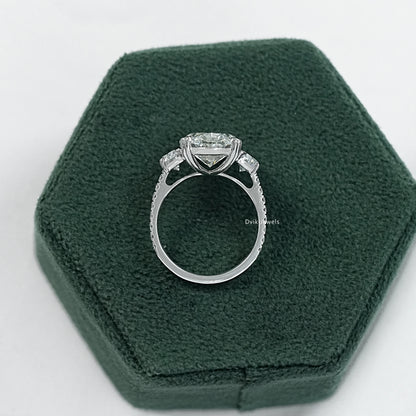 Oval half moon engagement ring white gold side view