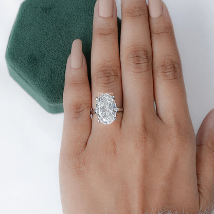 Oval Solitaire Hidden Halo Diamond Ring