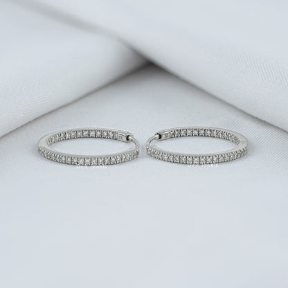 Round Diamond In-Out Dainty Hoop Earrings